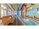 Indoor pool area with a waterslide and beach mural at 5200 N Ocean Blvd. # Ph36, Myrtle Beach, SC 29577