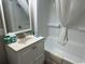 Bright, clean bathroom with a tub/shower combination and a single vanity sink at 201 77Th Ave. N # 524, Myrtle Beach, SC 29572