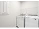 Bright laundry room features new washer and dryer with wire shelving at 2557 Pete Dye Dr. # 402, North Myrtle Beach, SC 29582