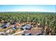 An aerial view of homes nestled amongst a dense forest with scenic blue skies at 4494 Aberdeen Way, Myrtle Beach, SC 29579