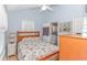 Cozy bedroom with a ceiling fan and light blue walls at 6001-1086 S Kings Hwy., Myrtle Beach, SC 29575