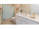 This neutral bathroom has a large vanity and sink, and also features a shower-tub combination at 1537 Lanterns Rest Rd. # 202, Myrtle Beach, SC 29579