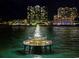 Night aerial view showcasing a lit pier extending into the ocean, flanked by illuminated buildings under a starry sky at 1609 Seachase Way, North Myrtle Beach, SC 29582