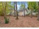 A backyard enclosed by a wooden fence, featuring mature trees and natural ground cover at 177 Reef Run Rd., Pawleys Island, SC 29585