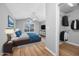 Inviting main bedroom with a closet, ceiling fan, and wood-look flooring at 229 Duchess Ct., Myrtle Beach, SC 29588