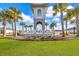 View of the 'MERIDIAN' sign and landscaped entrance, complemented by swaying palm trees and a vibrant green lawn at 2593 Pegasus Place, Myrtle Beach, SC 29577