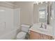 Bathroom features a single sink vanity and a shower over tub at 3524 Crepe Myrtle Ct. # 3524, Myrtle Beach, SC 29577