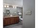 Bathroom with double vanity, granite countertops, and modern lighting at 5200 N Ocean Blvd. # 155, Myrtle Beach, SC 29577