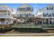 Back exterior view of the elevated beach house showing the deck on the canal at 6001 -1005 S Kings Hwy., Myrtle Beach, SC 29575