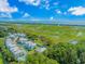 Expansive aerial view showcases coastal community homes surrounded by lush green marshland and ocean views at 89 Enclave Pl., Pawleys Island, SC 29585