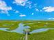 Gorgeous marshland aerial view leading to oceanfront homes and pier featuring covered seating area at 89 Enclave Pl., Pawleys Island, SC 29585