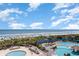 Aerial view of pool area and beach, all within walking distance of the resort at 100 North Beach Blvd. # 506, North Myrtle Beach, SC 29582