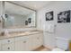 Elegant bathroom featuring a double vanity, a large mirror, and modern fixtures at 100 North Beach Blvd. # 506, North Myrtle Beach, SC 29582