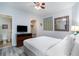 This bedroom is a serene retreat with light gray walls and light wood look floors at 100 North Beach Blvd. # 506, North Myrtle Beach, SC 29582