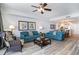 Bright living room with tile floors, modern furniture and view of the dining area at 100 North Beach Blvd. # 506, North Myrtle Beach, SC 29582