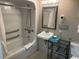 Bathroom with accessible grab bars and shower seat at 1501 S Ocean Blvd. # 1546, Myrtle Beach, SC 29577