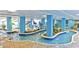 Indoor lazy river with lush landscaping, blue pillars and a brick deck at 1501 S Ocean Blvd. # 935, Myrtle Beach, SC 29577