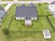 Aerial view of the fenced backyard featuring a pergola and patio area with an outdoor shed at 172 Board Landing Circle, Conway, SC 29526