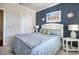 Bedroom featuring blue accent wall, queen bed, and nautical decor at 1878 Heritage Loop, Myrtle Beach, SC 29577