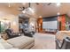 Spacious home theater room with projector screen, comfortable seating, and unique movie decor at 3100 Lahinch Dr., Myrtle Beach, SC 29579