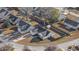 Aerial view showcases this home's location on a cul-de-sac with fenced backyard, shed, trampoline and mature trees at 453 Saint Charles Circle, Myrtle Beach, SC 29588