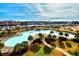 Aerial view of the community pool, marina and inter coastal waterway beyond at 5750 Oyster Catcher Dr. # 1034, North Myrtle Beach, SC 29582