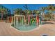 Colorful splash pad with water features perfect for Gathering fun on sunny days; lounging available at 6803 Ocean Blvd. N # 109, Myrtle Beach, SC 29572