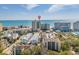Breathtaking aerial view of a coastal city showcasing the resort, townhouses, and the vast ocean beyond at 205 74Th Ave. N # 1508, Myrtle Beach, SC 29572