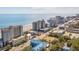 An aerial view showcasing multiple resorts, ocean views, and lush green spaces along the coastline at 2401 S Ocean Blvd. # 1260, Myrtle Beach, SC 29577