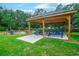 Scenic picnic area featuring a shaded gazebo and picnic tables, nestled among lush greenery at 415 Ocean Creek Dr. # 2202, Myrtle Beach, SC 29572