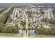 Aerial view of a suburban community with a pond and well-maintained streets at 481 Morning Glory Ct., Myrtle Beach, SC 29579