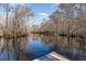 Waterfront view showcasing a peaceful lake with surrounding trees and a tranquil setting, dock view at 80 Stonington Dr., Murrells Inlet, SC 29576