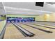 Bowling alley with multiple lanes features a vibrant design, providing an exciting recreational space for residents at 1105 S Ocean Blvd. # 604, Myrtle Beach, SC 29577