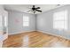 Bedroom with wood floors, windows, and a ceiling fan at 2560 Wise Rd., Conway, SC 29526