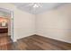 Inviting bedroom with hardwood floors and a ceiling fan at 3816 James Pl., Little River, SC 29566