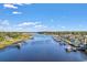 Aerial view of the waterfront featuring houses with private docks and boat access at 3816 James Pl., Little River, SC 29566