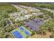 An aerial view showcasing community pools, lazy river, tennis courts, and ample parking at 5027 Prato Loop, Myrtle Beach, SC 29579