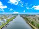 Aerial view of waterfront homes and community access to the waterway at 518 Harbour View Dr., Myrtle Beach, SC 29579