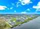 An aerial view of houses situated on the water, featuring private docks and a serene waterfront view at 518 Harbour View Dr., Myrtle Beach, SC 29579