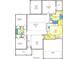 Main level floorplan showing bedrooms, bathrooms, kitchen, great room, and garage at 7059 Shady Grove Rd., Conway, SC 29527