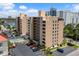 Aerial view of Ocean View Towers featuring outdoor pool and assigned parking at 7601 N Ocean Blvd. # 4-D, Myrtle Beach, SC 29572