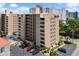 Exterior angle of the building showing parking spaces and the community pool at 7601 N Ocean Blvd. # 4-D, Myrtle Beach, SC 29572