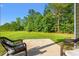 Spacious backyard with a concrete patio, lush green lawn, and mature trees offering privacy at 825 Payne Ct., Conway, SC 29526
