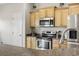 Close up of kitchen with stainless steel appliances and granite countertops at 825 Payne Ct., Conway, SC 29526