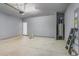 The spacious garage features concrete floors, and ample storage potential at 135 Harmony Ln., Myrtle Beach, SC 29588