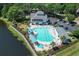 Aerial shot of the community pool and pool house at 178 Clubhouse Dr. # 3, Sunset Beach, NC 28468