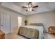 Cozy bedroom with vaulted ceilings, a ceiling fan, and comfortable carpet flooring at 179 Heath Dr., Longs, SC 29568