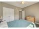 Bedroom with closet and a comfortable bed with soft furnishings at 221 Portrush Loop, Pawleys Island, SC 29585