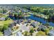 An aerial view highlights the neighborhood and its proximity to a lake at 227 Old Hickory Dr., Conway, SC 29526