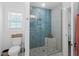Modern bathroom featuring glass enclosed shower with stylish tile and built-in seat at 2306 Seaseeker Ln., Myrtle Beach, SC 29577